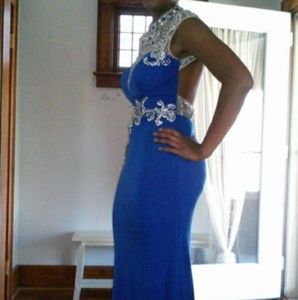 Formal Beaded Collar, Open-back, Long Dress